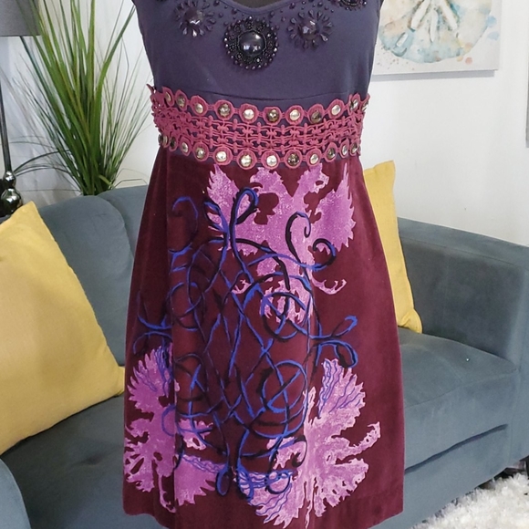 Free People Velvet/cotton BOHO dress - Picture 2 of 13